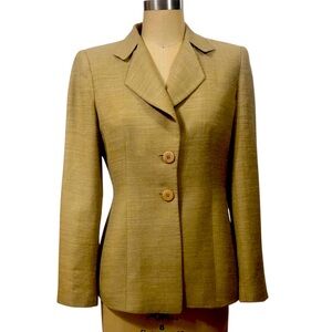 ARMANI VINTAGE Collezioni Women’s Silk Mohair Linen Blend Elegant Tan Blazer 6